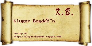 Kluger Bogdán névjegykártya